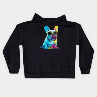 Cool French Bulldog with Glasses Kids Hoodie
